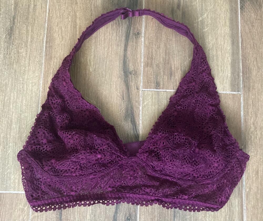 Victoria's Secret Bralette Medium lace Burgundy Halter Boho Festival